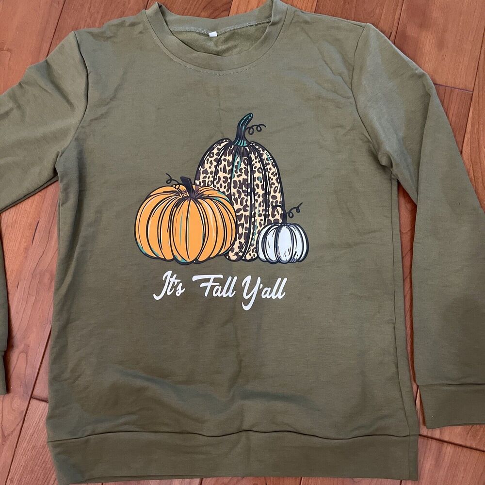 It’s Fall Y’all Size Medium Pumpkins Leopard Pullover